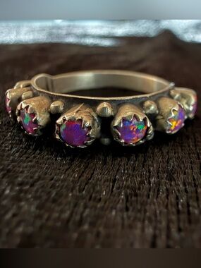 Sterling Silver Pink Opal Half Eternity Band Ring